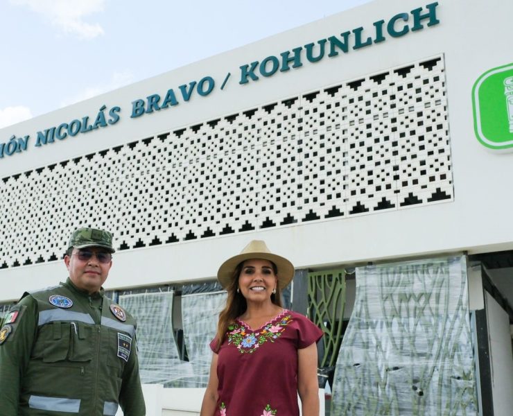 Mara Lezama y SEDENA recorren el progreso de la Estación del Tren Maya Nicolás Bravo/Kohunlich