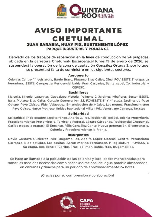 Horarios de trabajo y restablecimiento del servicio