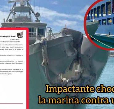 Impactante choque de la Marina contra un Ferry en Isla Mujeres 