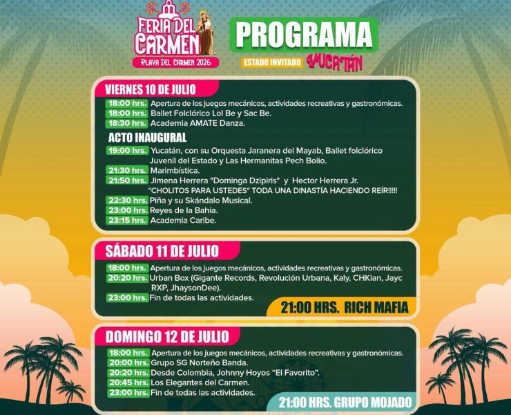 ¡Cartelera Revelada! Presentan programa oficial de la Feria del Carmen 2026