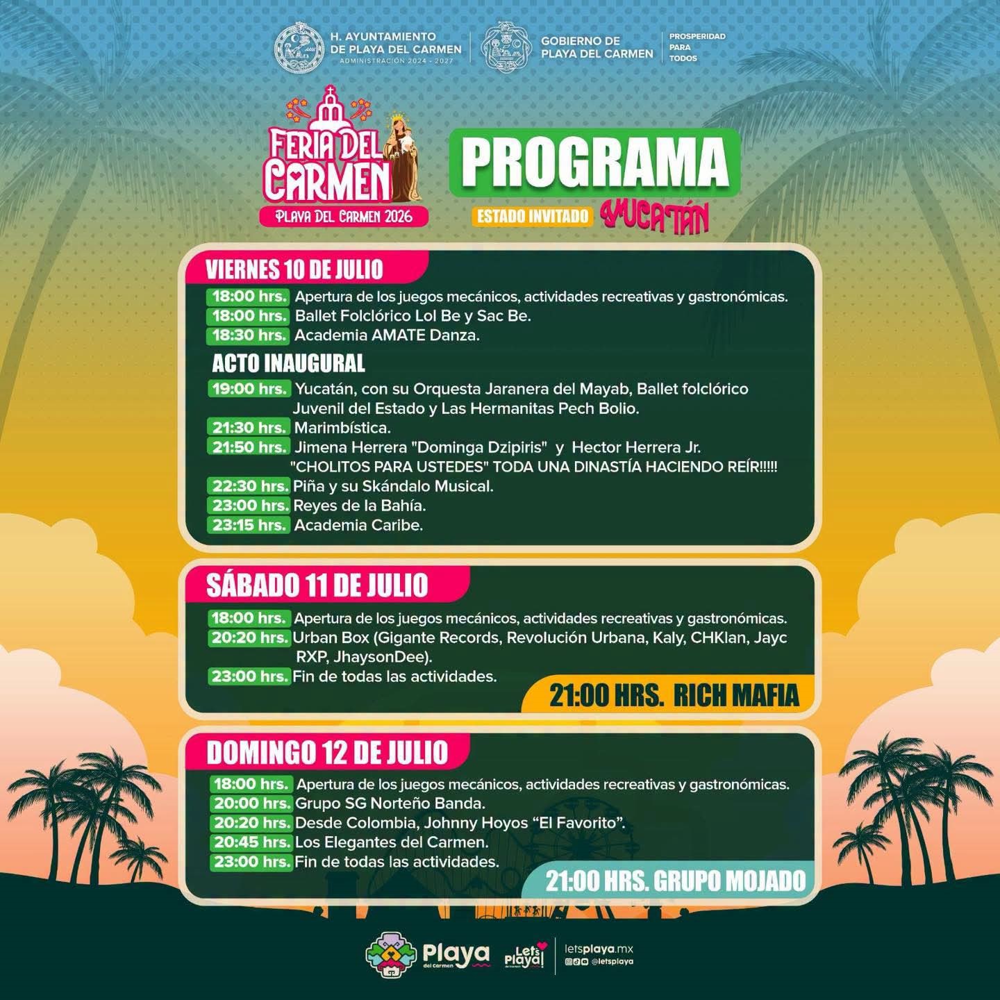 ¡Cartelera Revelada! Presentan programa oficial de la Feria del Carmen 2026