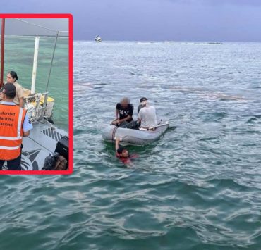 ¡Susto en Mahahual! Marina rescata a dos personas tras varamiento de embarcación